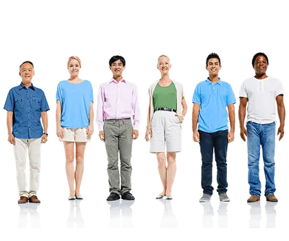 Six different people standing in a row, the pool your perfect prospect comes from