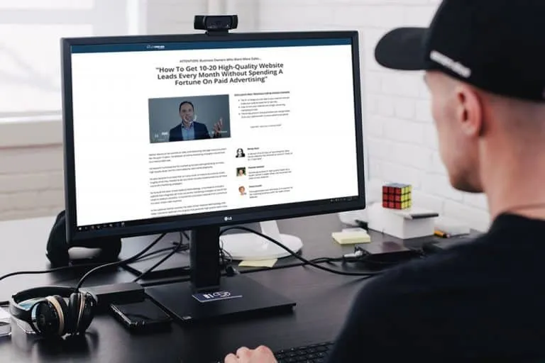 Watching the Sales Driven Website webinar on a desktop monitor